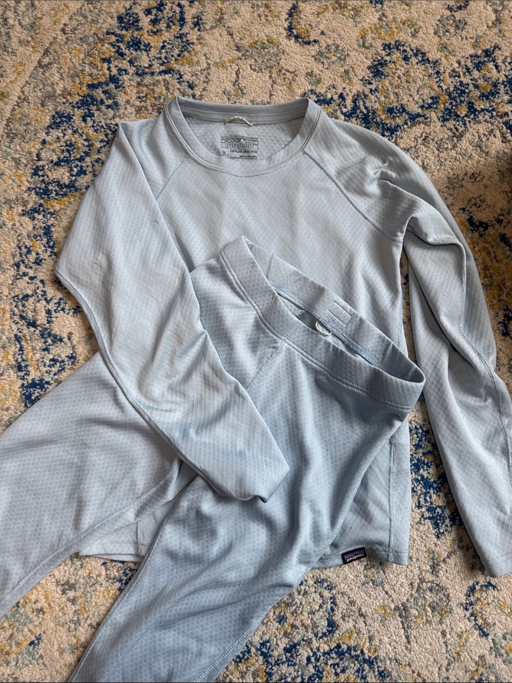 Patagonia Pale Blue Thermal Base Layer Set Capilene Size M